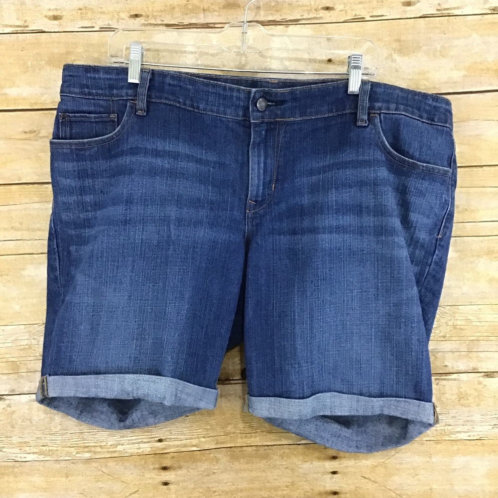 Old Navy Plus Size 20 Cuffed Denim Shorts Blue Mid Rise Stretch 5-Pocket